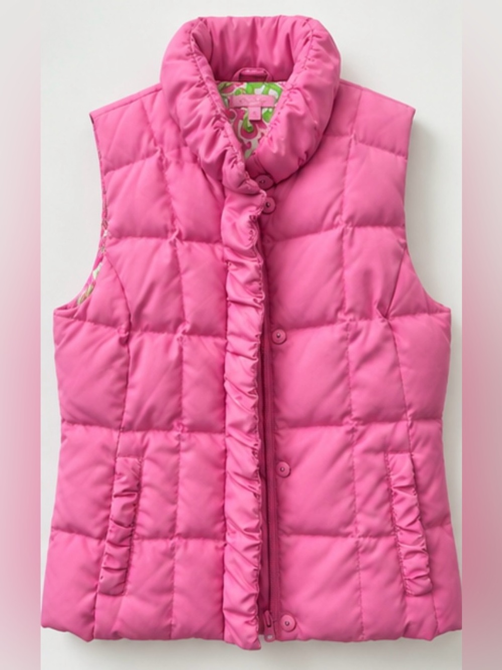 Lilly Pulitzer Pink Puffer Vest Floral Lined